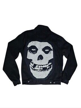 ♻️🖤Misfits Crimson Ghost Skull Reworked Punk Oversized Denim Jacket